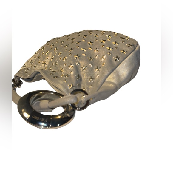 Jimmy Choo Silver Leather Star Studded Sky Bangle Hobo EUC w/ dustbag - Picture 12 of 13